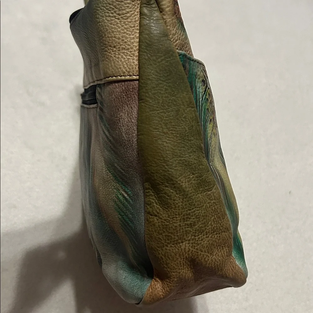 Anuschka Artistic Hand painted Leather Bag with Multicolor Design - Picture 9 of 11